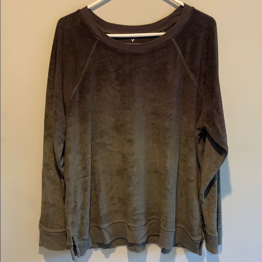 American Eagle Gray and Green Sweater